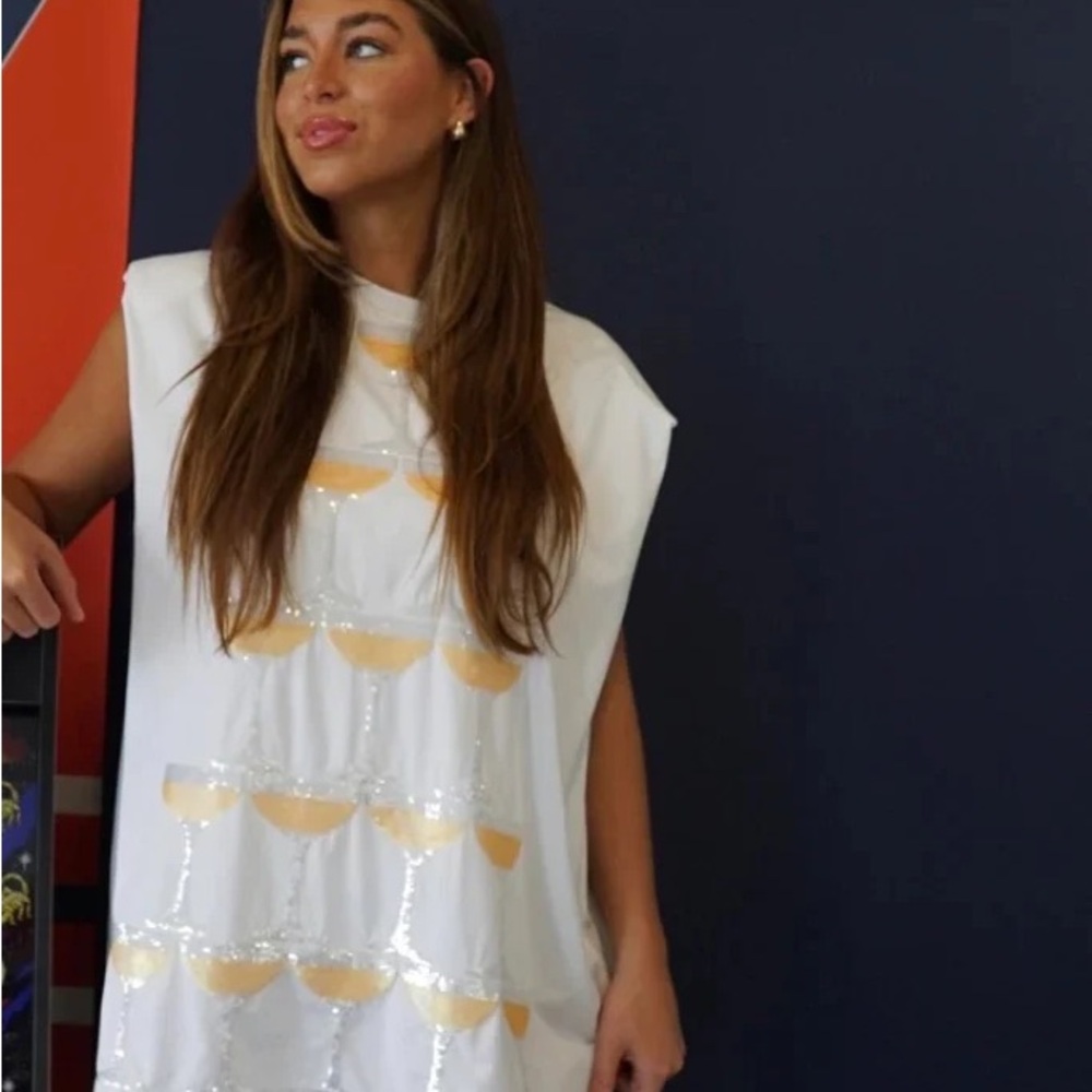 Queen of sparkles champagne Sleeveless dress